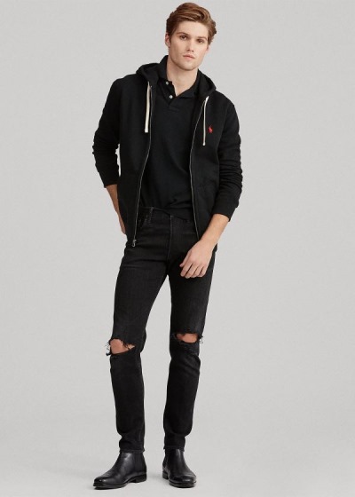 Sudaderas Con Capucha Polo Ralph Lauren Hombre Negros - Cotton-Blend-Fleece - OUHZR5493